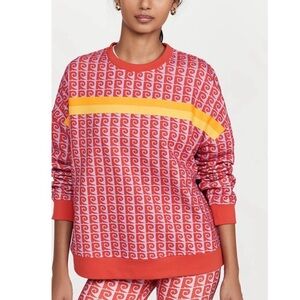 Rhode Simone Sweatshirt in Cherry Monogram Red & Yellow Print 100% cotton